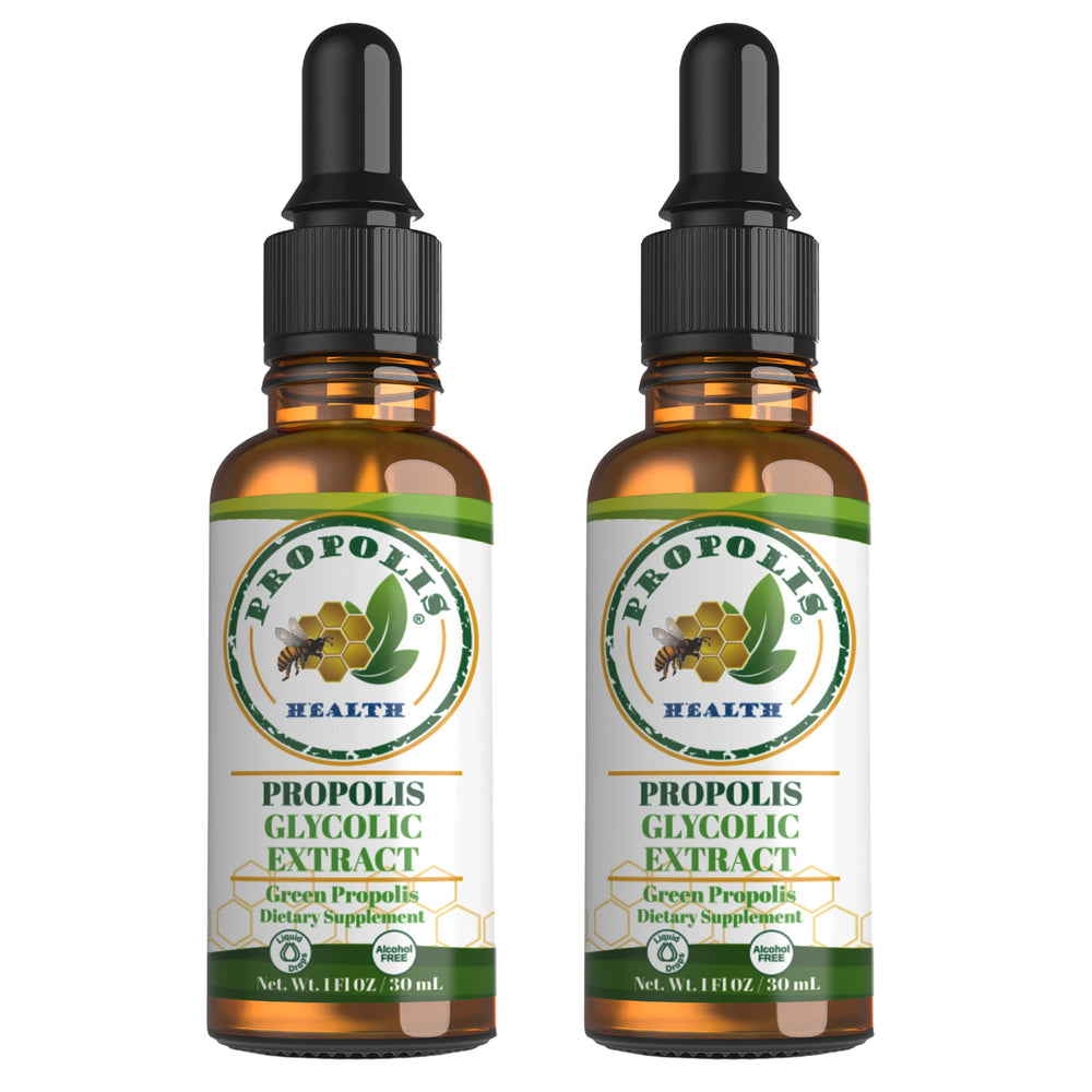 Propolis Health green propolis extract bottle shown for daily immune support.