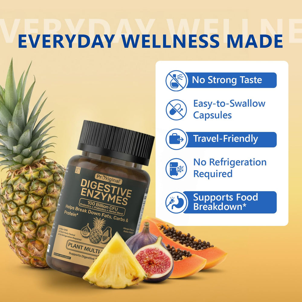 Proriginal Digestive Enzymes family-use image—suitable for adults seeking daily wellness.