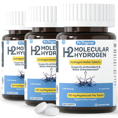 Proriginal hydrogen water tablet dissolving in water for clean hydration and antioxidant support.