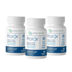 PROROX bottle close-up showing dual-action bladder and prostate support