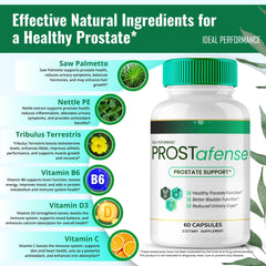 Prostafense packaging open view emphasizes all-natural formula.