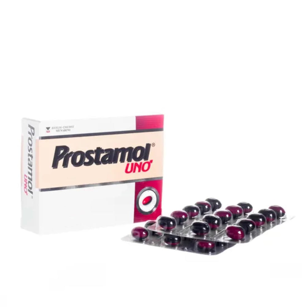 Close-up of Prostamol Uno capsules emphasizing precise dosing.
