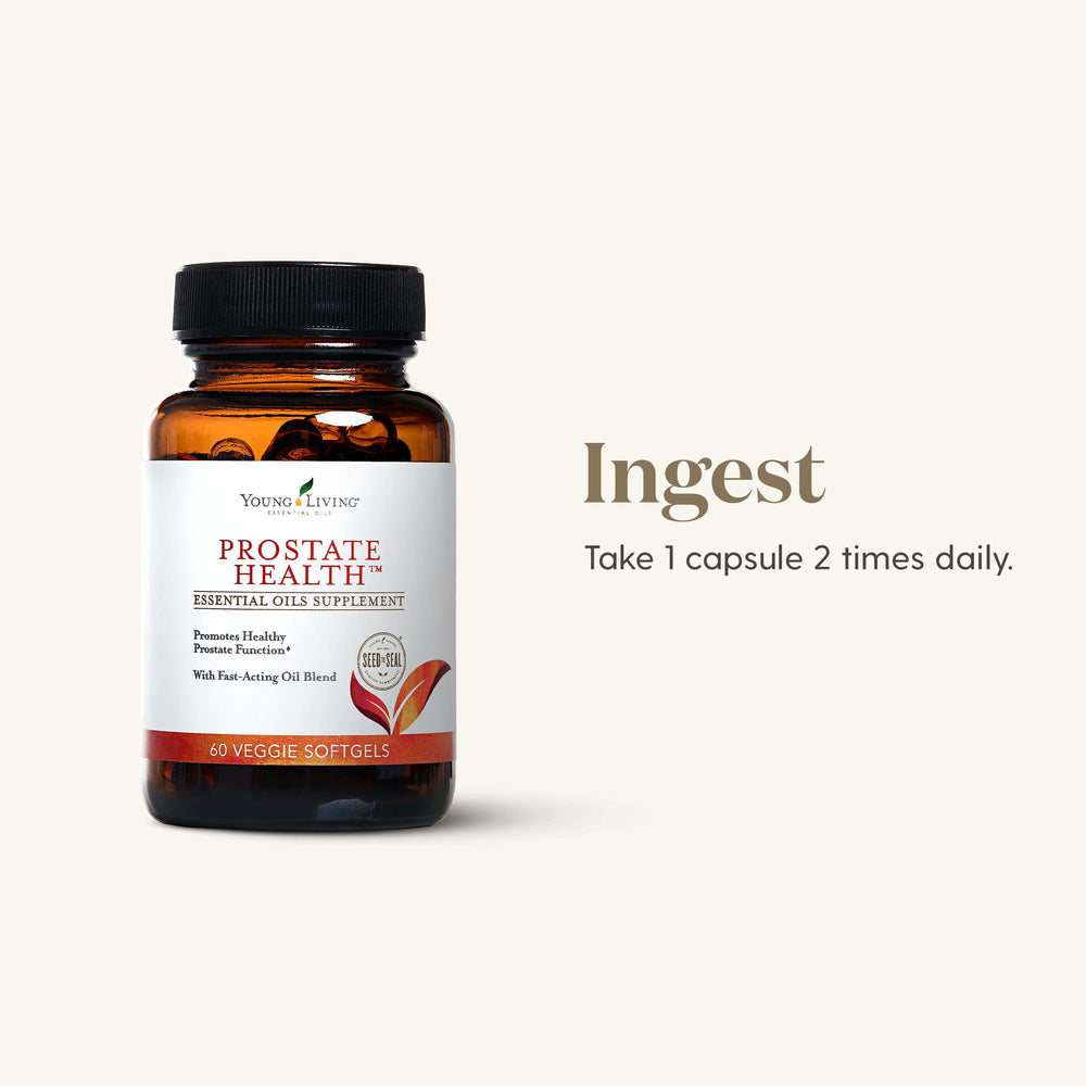 Prostate Health softgels being poured, demonstrating easy dosing.