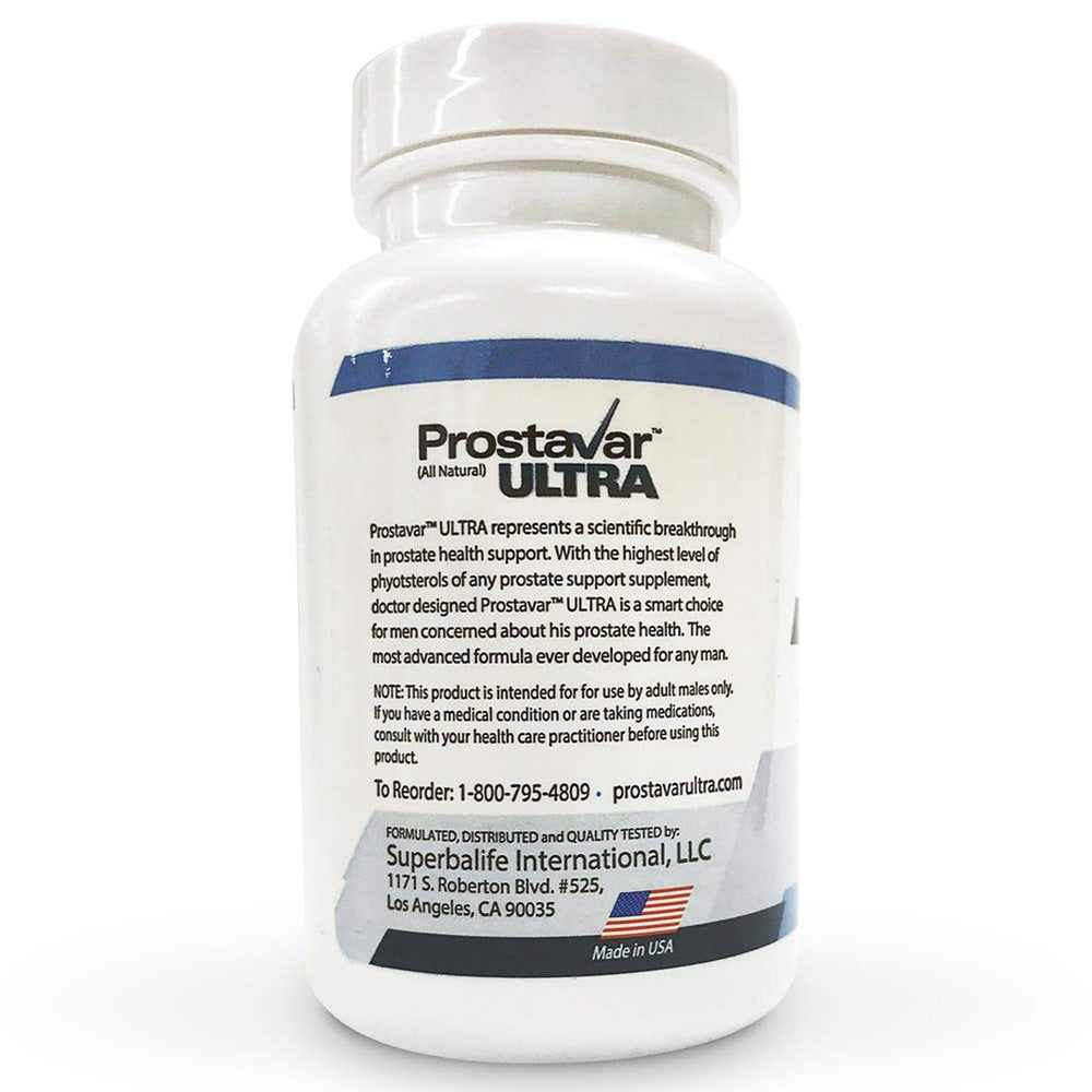 Prostavar Ultra ingredients close-up suggests the Super Phyto Matrix blend for support.