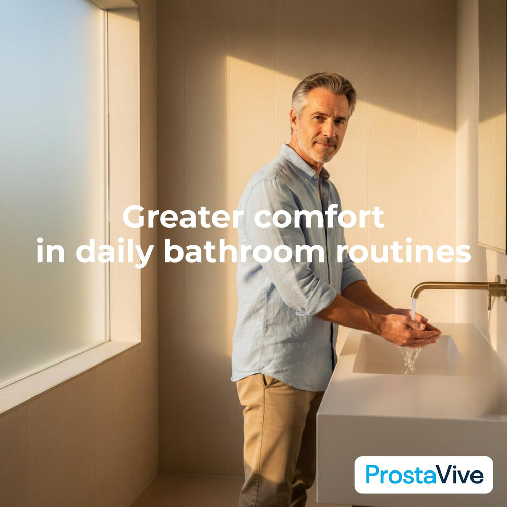 Packaging box of ProstaVive emphasizes natural ingredients for men.