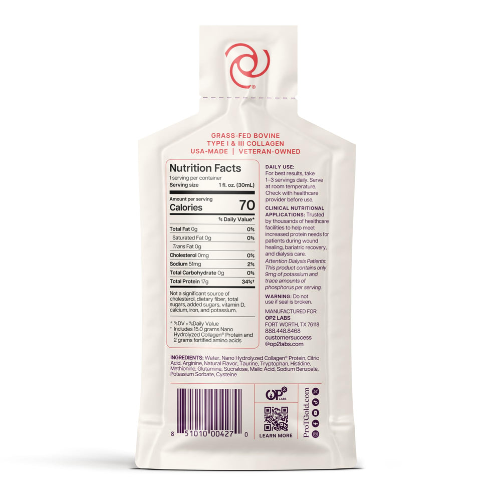 ProT Gold bottle highlighting 2g arginine for potential recovery support.