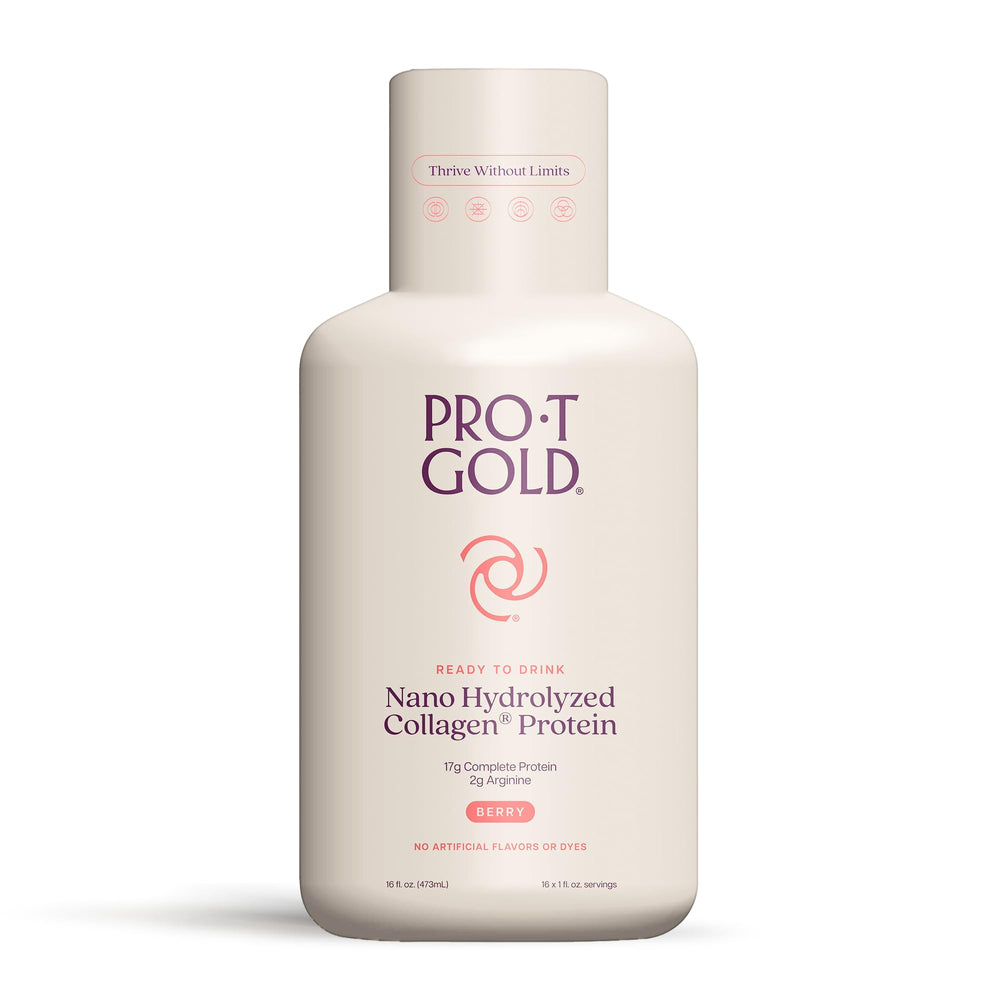 ProT Gold Berry Sugar Free bottle front view for quick protein on the go.
