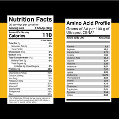 Prote&Co Lupin Protein label close-up, non-GMO, allergen-friendly nutrition details.