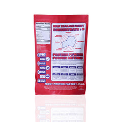 Protein Factory New Zealand Whey powder being poured for smooth shakes