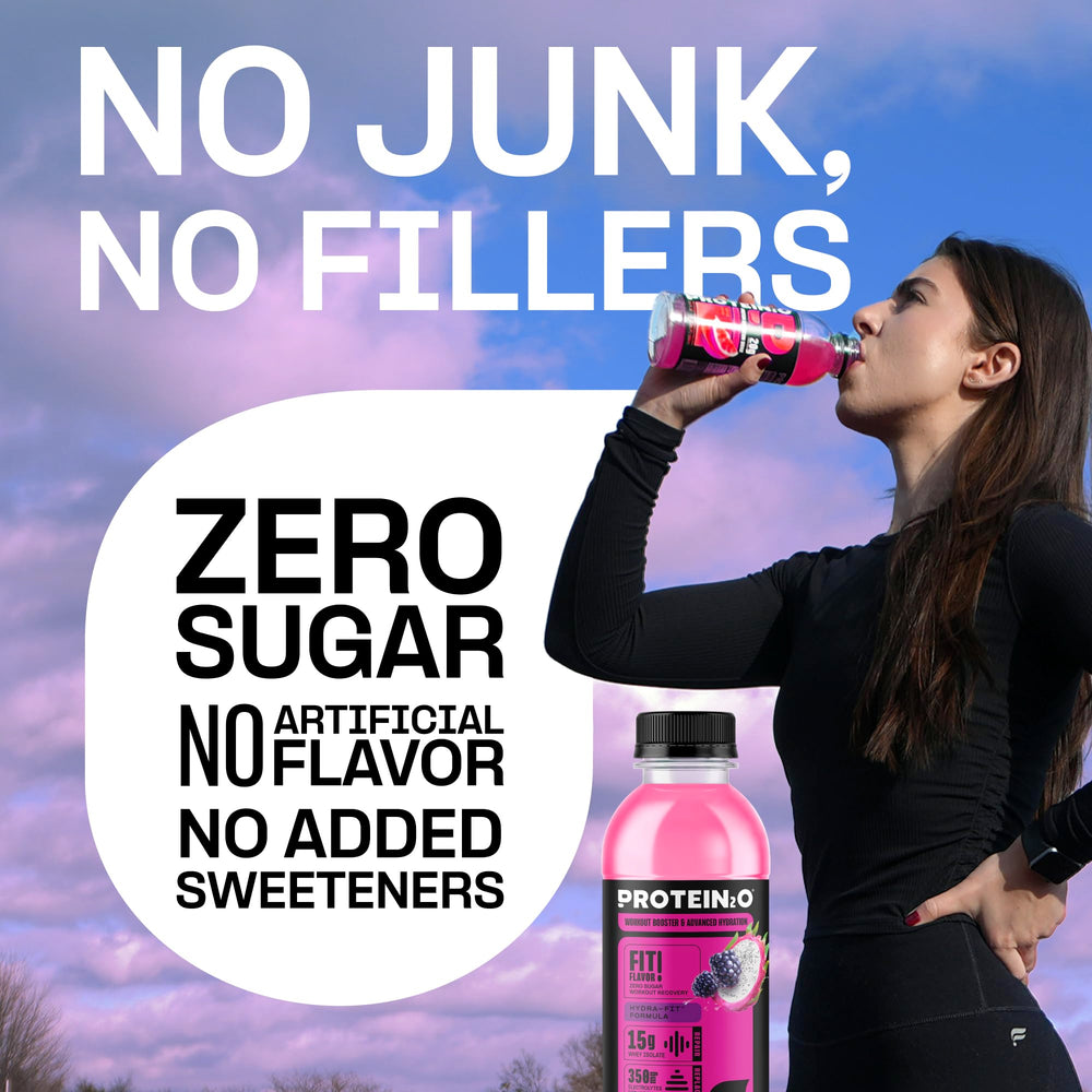 Protein2o ready-to-drink beverage in gym bag for convenient protein and hydration