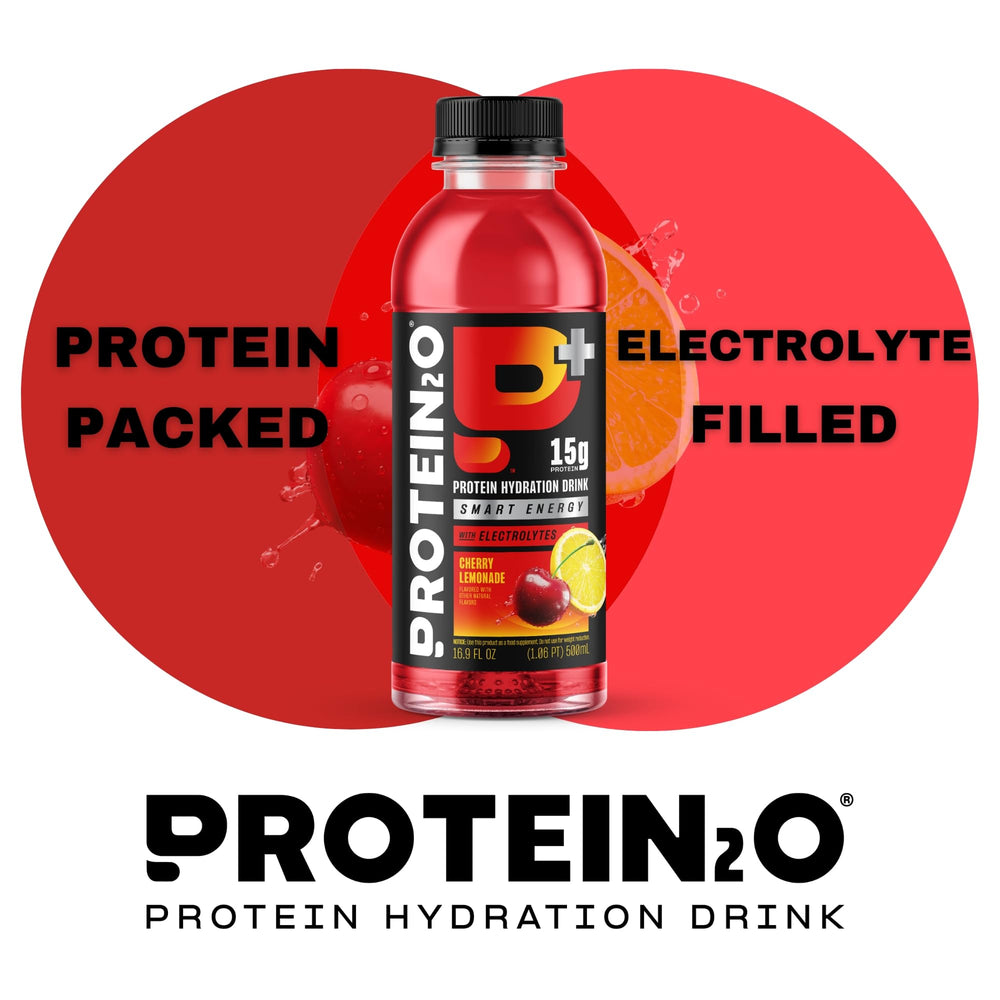 Protein2o Electrolyte and caffeine hydration bottle boosts focus during workouts.