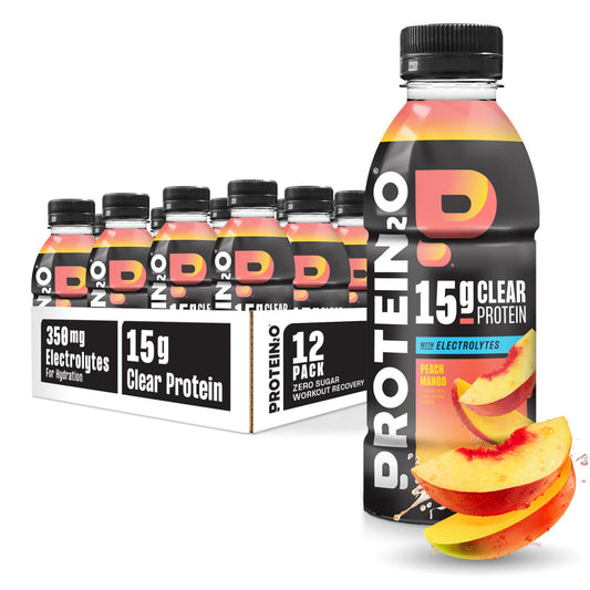 Protein2o Peach Mango bottle shown for on-the-go hydration with protein benefits