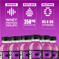 Protein2o post-workout scene shows recovery-ready grape drink.