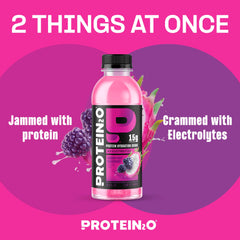 Protein2o bottle label highlights 15g whey protein isolate and electrolytes for recovery