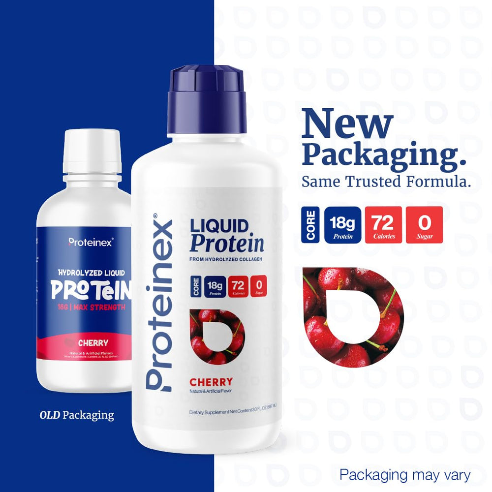 Proteinex Core glass with protein highlights easy daily protein and collagen intake.