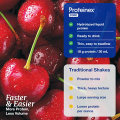 Proteinex Core nutrition label signals zero carbs and zero sugars.