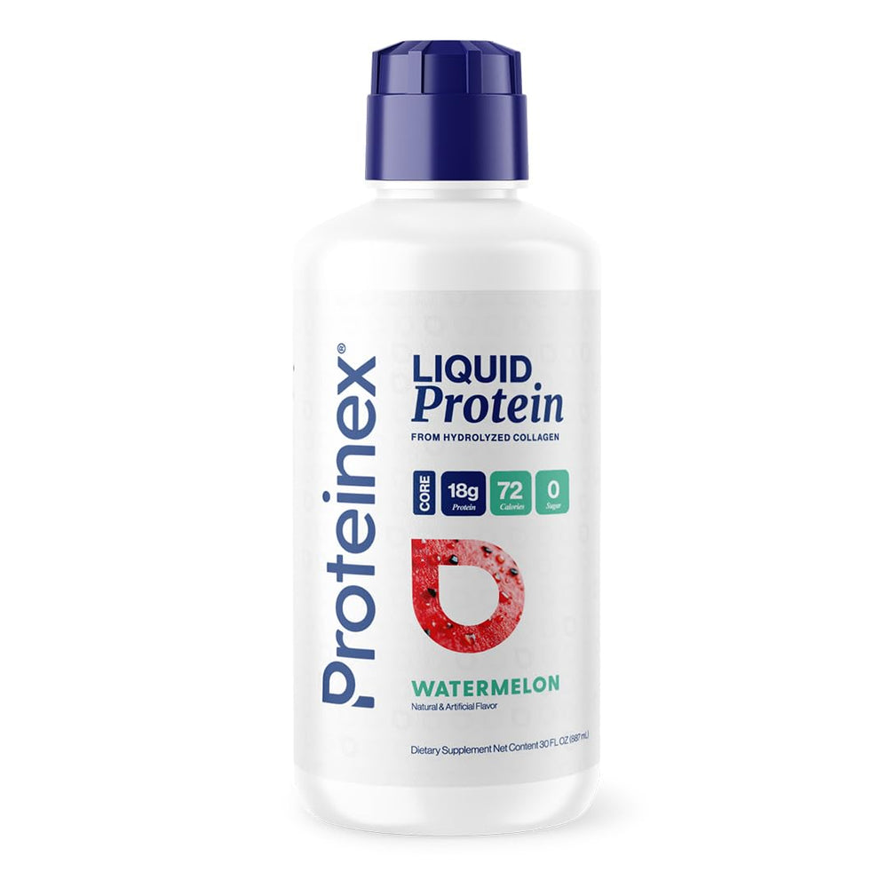 Proteinex watermelon liquid collagen bottle, ready to drink.