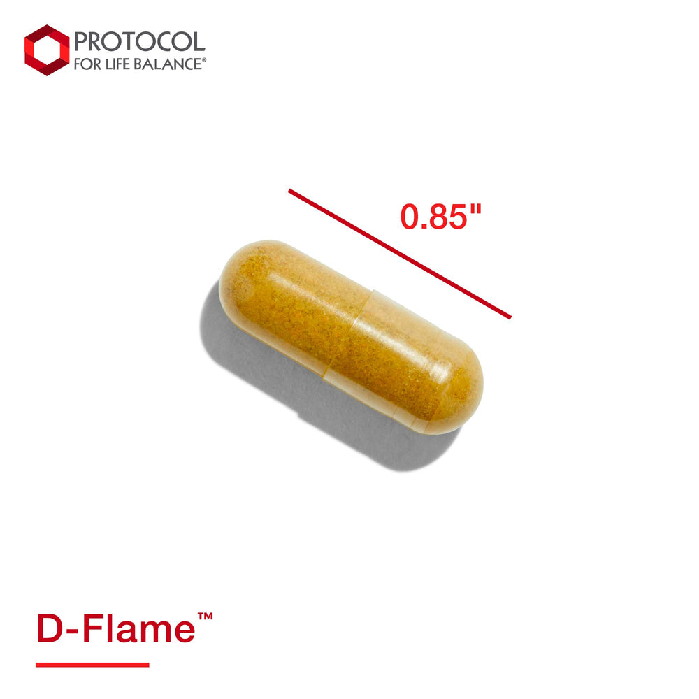 PROTOCOL FOR LIFE BALANCE D-Flame bottle and label close-up.