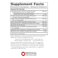 PROTOCOL FOR LIFE BALANCE D-Flame holy basil extract capsules for joint comfort.