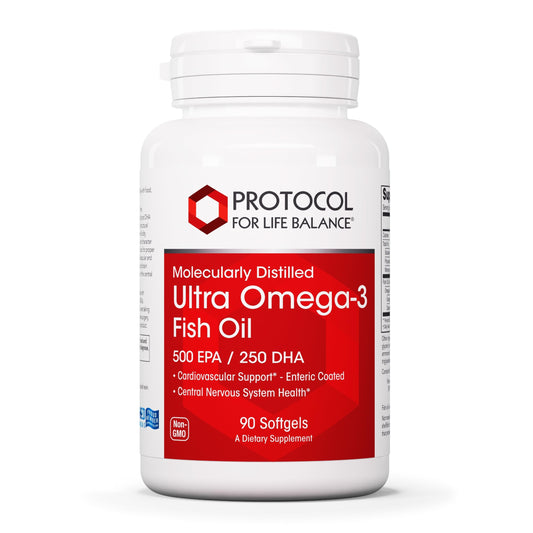 PROTOCOL FOR LIFE BALANCE Ultra Omega-3 bottle front view for easy dosing