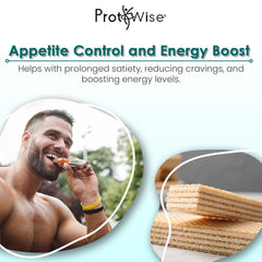 ProtiWise Raspberry wafers with gluten-free label, high-fiber snack option.