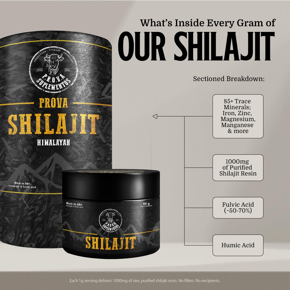 PROVA Organic Shilajit Resin close-up, concentrated form suitable for easy daily use.