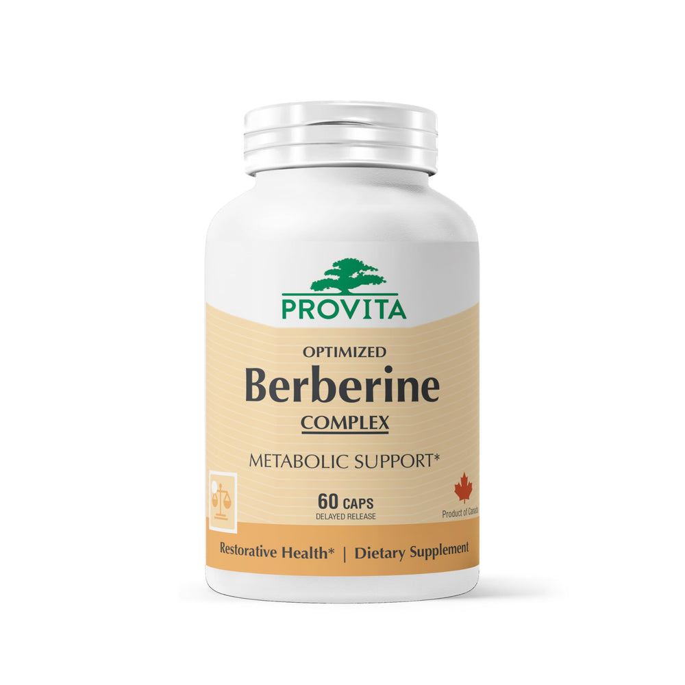 Provita Berberine TPGS bottle label highlights high-absorption formula and vegan-friendly profile.