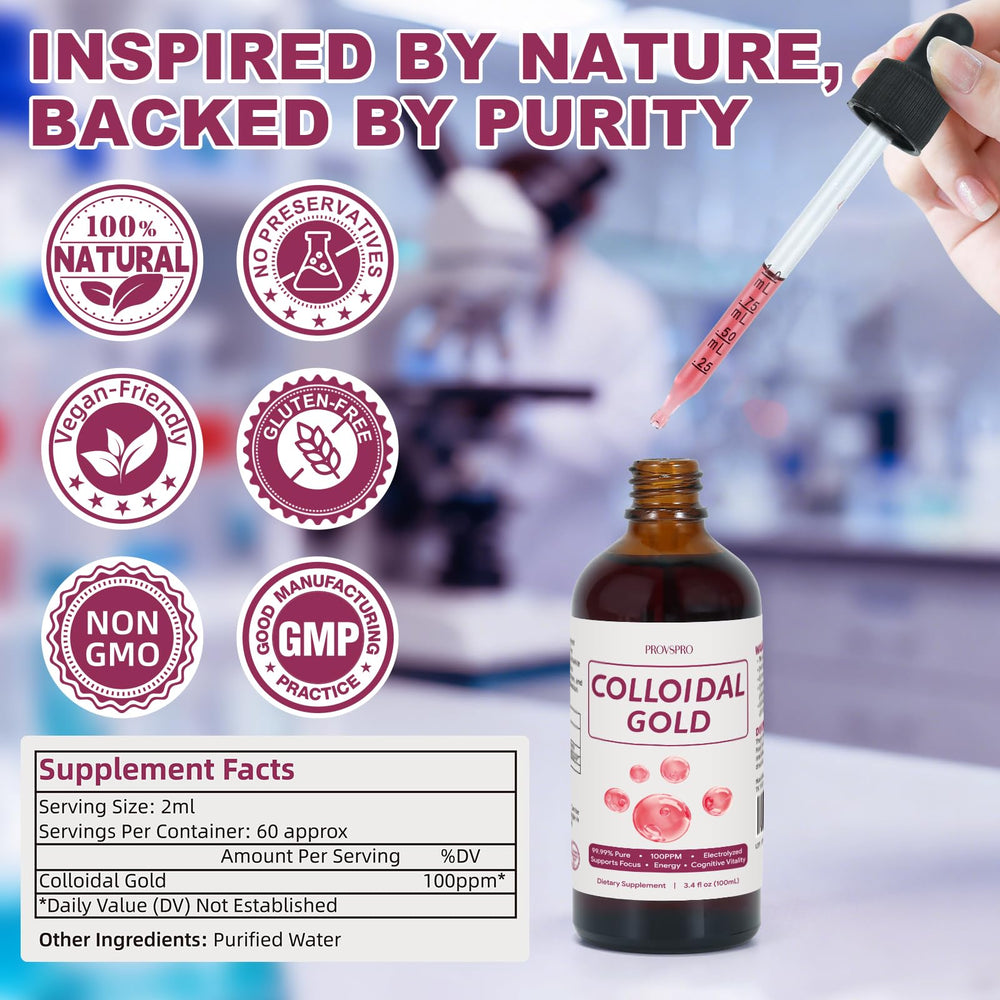 Provspro Colloidal Gold 24K dropper captures precise gentle daily use