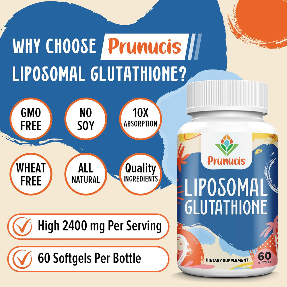 Prunucis glutathione with vitamin C ingredients label visible for antioxidant synergy