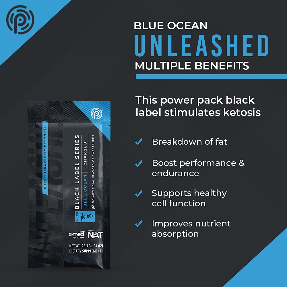 PRÜVIT Blue Ocean being poured into a glass for a crisp, ocean-inspired flavor.