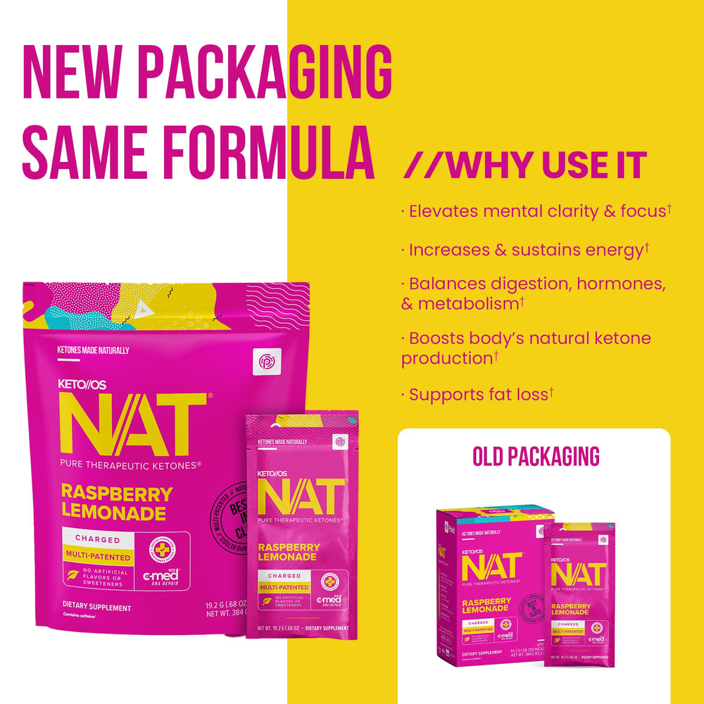 PRÜVIT Keto//OS NAT Raspberry Lemonade Charged powder mix provides easy hydration after activity