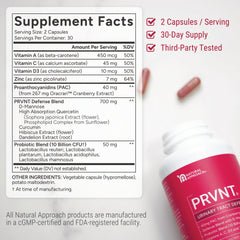 Close-up of PRVNT Urinary Tract Defense capsules for daily urinary wellness