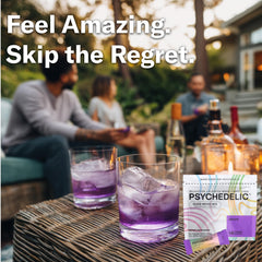 Psychedelic Water Calming Kava grape powder packet shows convenient, low-calorie mood support.