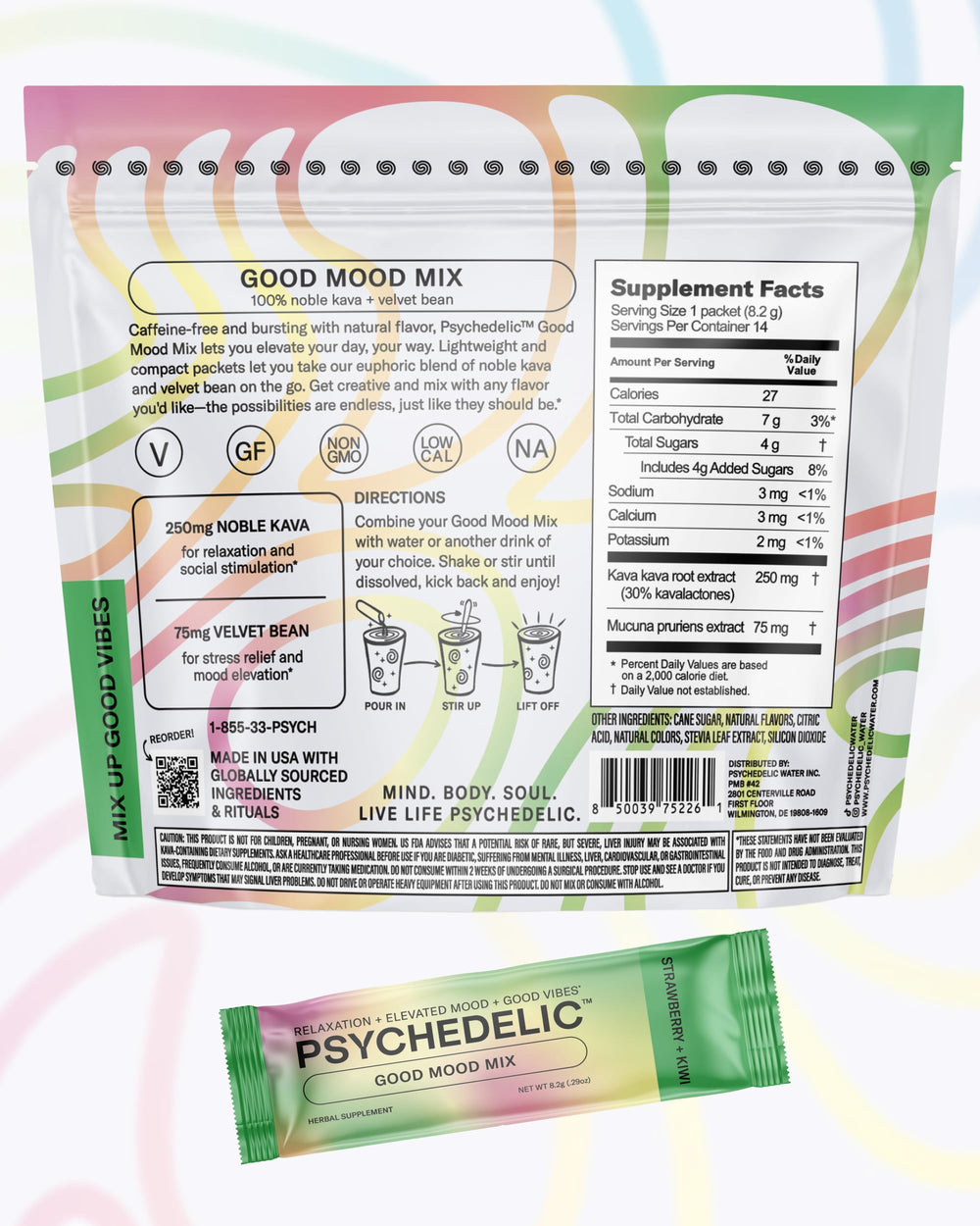 Psychedelic Water strawberry kiwi flavor ideal for mocktails.
