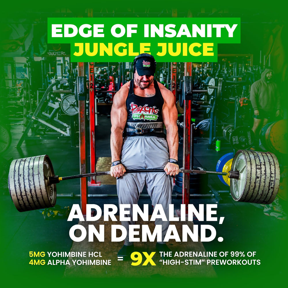 Psycho Pharma Edge of Insanity jar and scoop for consistent preworkout portions.