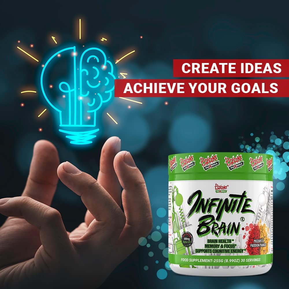 Psycho Pharma Infinite Brain serving size and flavor information at a glance.