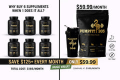 PUMPFIT305 collagen 5g image highlights joint and skin benefits