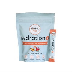 Punchy Kids Hydration Melon Splash stick-pack front view for easy on-the-go hydration.