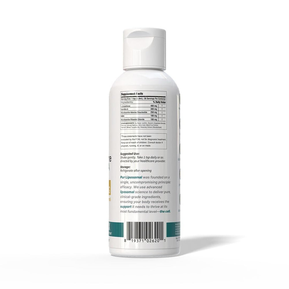 Pur Liposomal NAD+ Glutathione Urolithin A dosage spoon ready for use