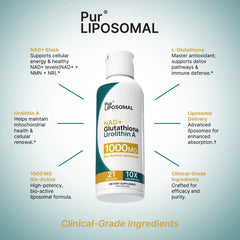 Pur Liposomal NAD+ Glutathione Urolithin A liquid texture demonstrates smooth consistency