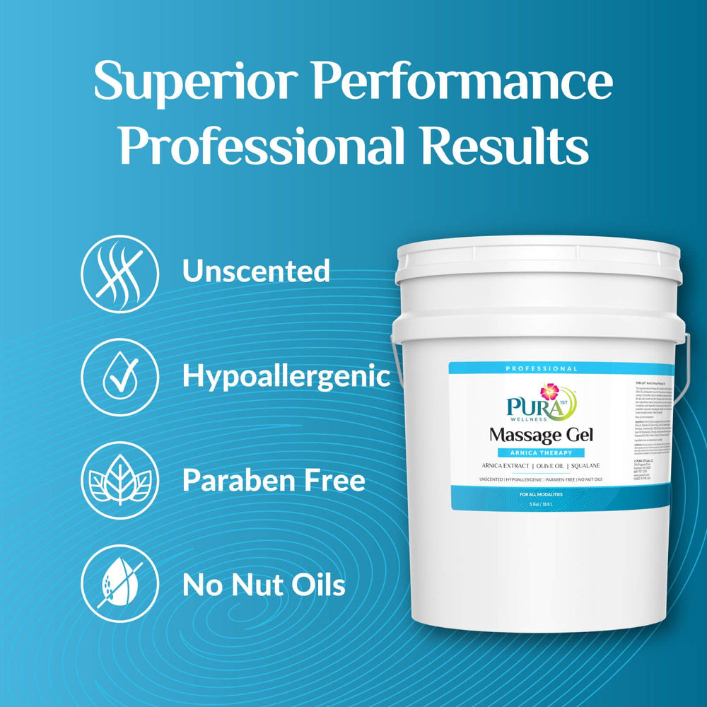 Pura 1st Arnica Therapy Gel applied to the shoulder for targeted massage
