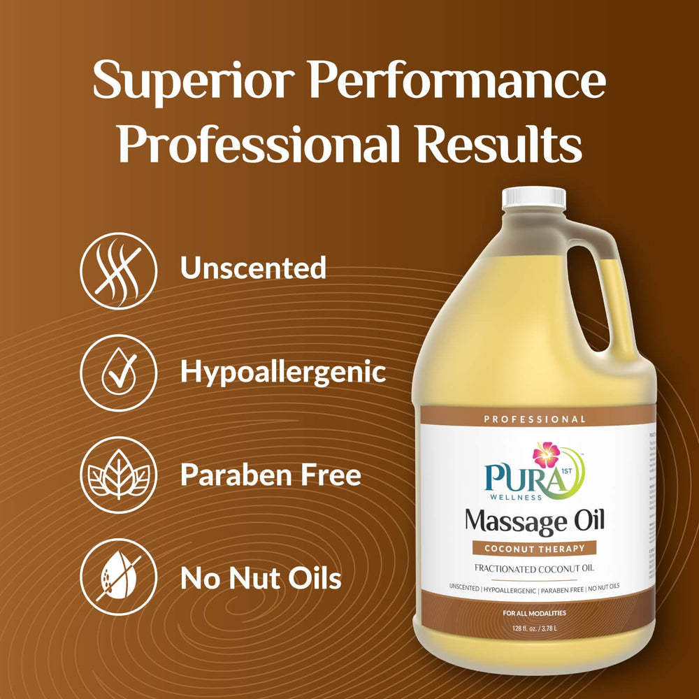 PURA 1st Coconut Therapy oil close-up label highlighting unscented formula