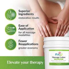 Creamy texture seen on skin during massage with PURA 1st Herbal Therapy lotion