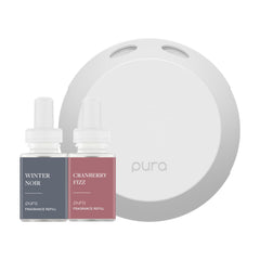 Pura 4 diffuser with Winter Noir focus delivers cozy living room ambiance.