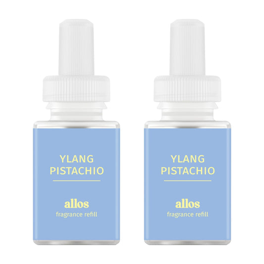 Pura Allos Ylang Pistachio bottle shows calm home fragrance