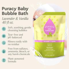 Puracy Bubble Bath for Kids foamy suds ideal for bath time play.