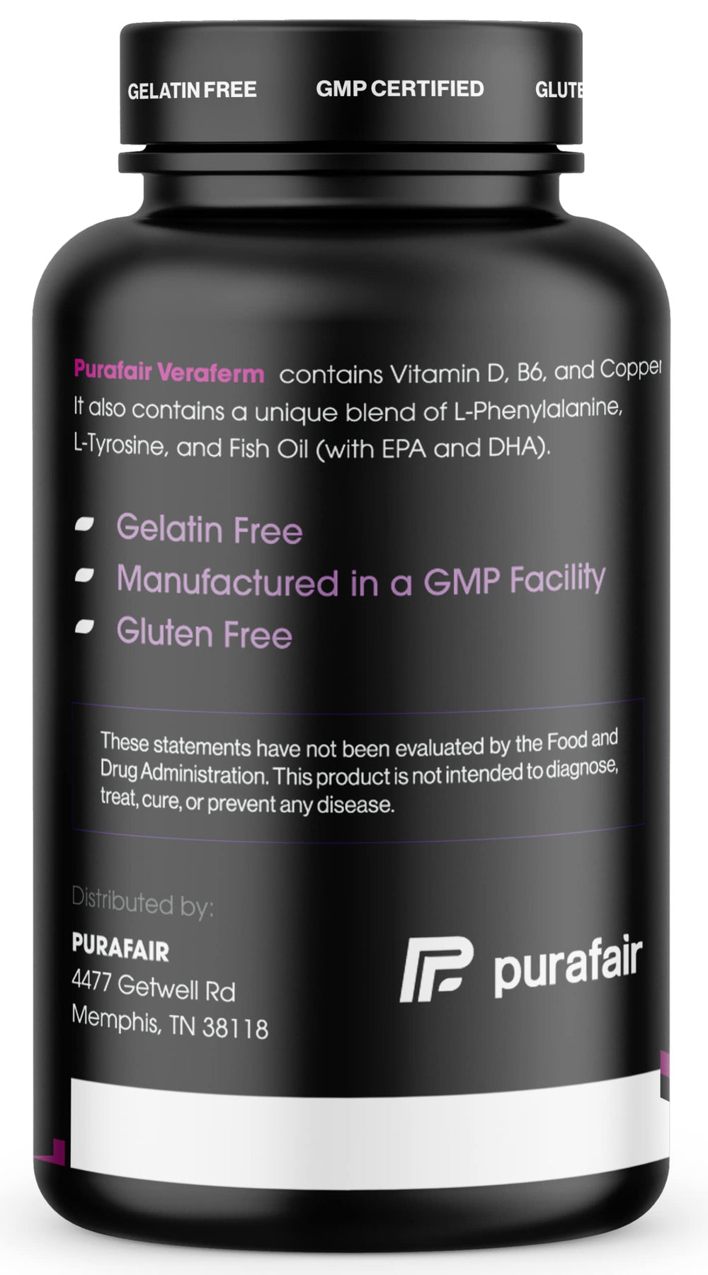 Purafair Veraferm glass bottle on display suggests purity and reliable supply.