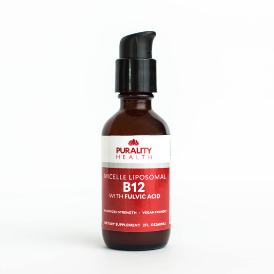 Purality Health Micelle B12 bottle pour for easy dosing and consistent delivery.