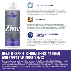 Purality Health zinc blueberry liquid ready to mix into drinks