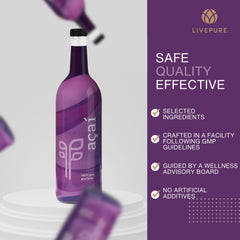 PURE Acai label shows sugar-free vegan gluten-free kosher attributes